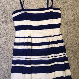 White and navy striped dress